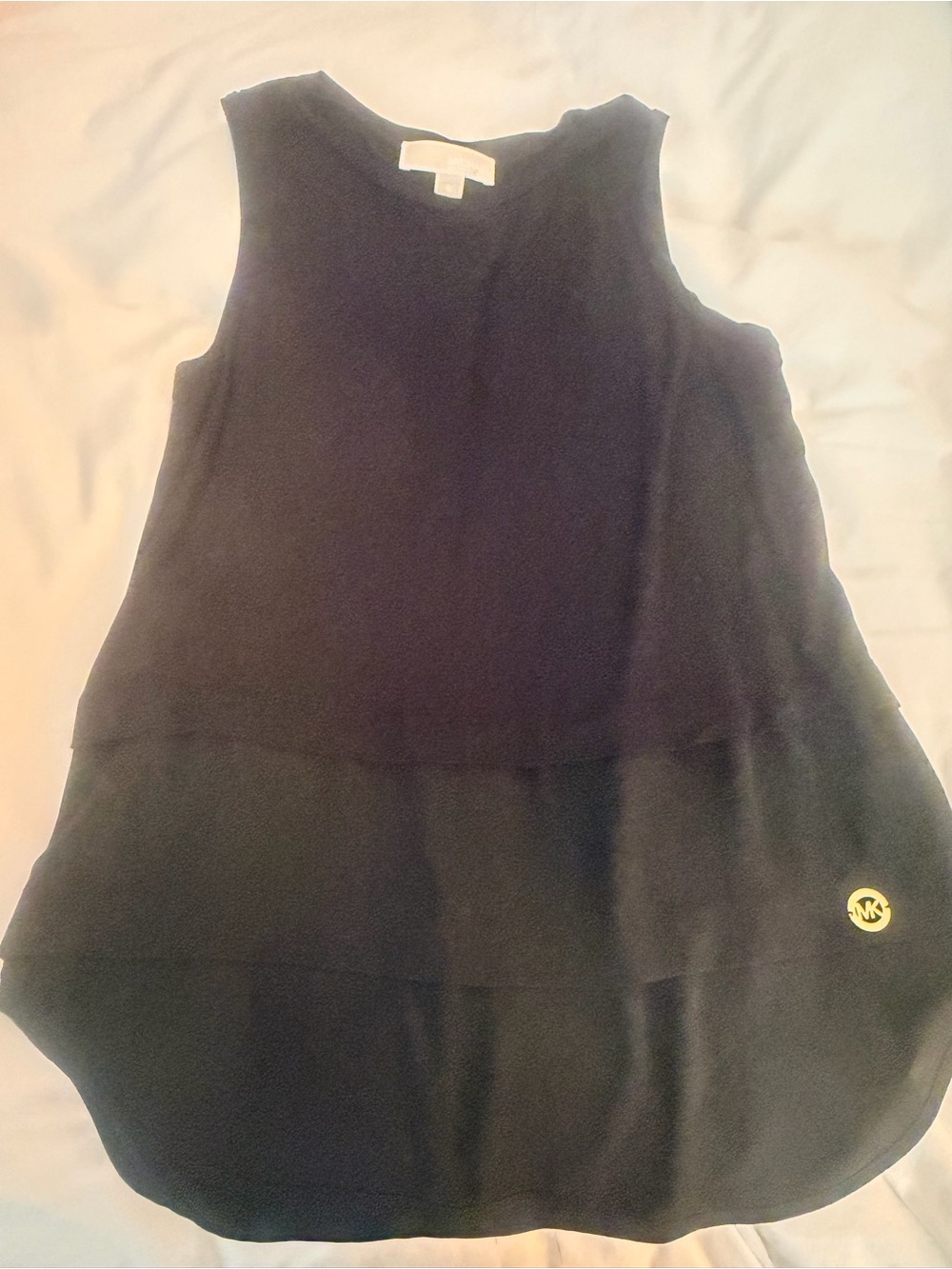 Michael Kors Black Crew Neck Top with Branded Neck Label Size Small